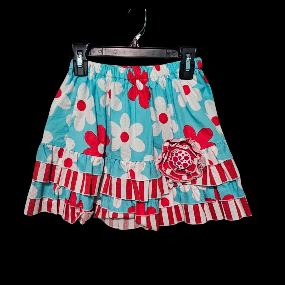 Jelly The Pug Girl's Blue American Flower Skirt